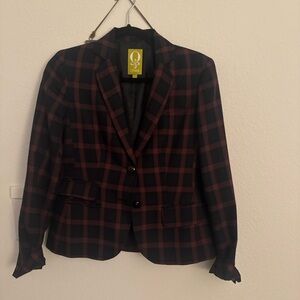QMack Red and Black Checkered Blazer
